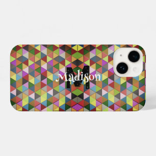 Colourful triangle retro geometry pattern Monogram iPhone 14 Case