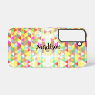 Colourful triangle retro geometry pattern Monogram Samsung Galaxy Case