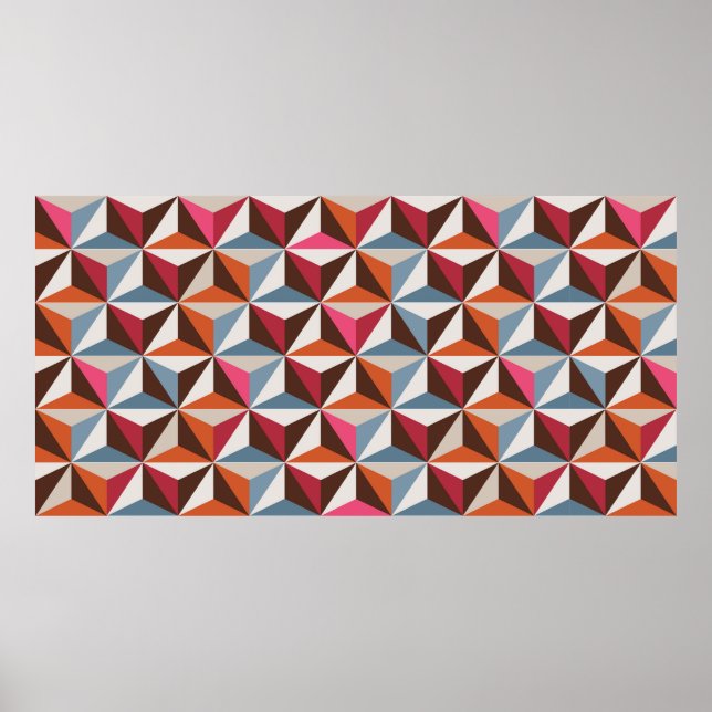 Colourful triangle tiles seamless vintage pattern. poster (Front)