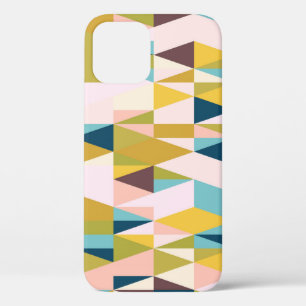 Colourful triangle tiles, vintage background. iPhone 12 case