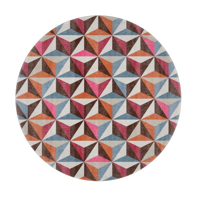 Colourful Triangle Tiles: Vintage Mosaic Cutting Board (Front)