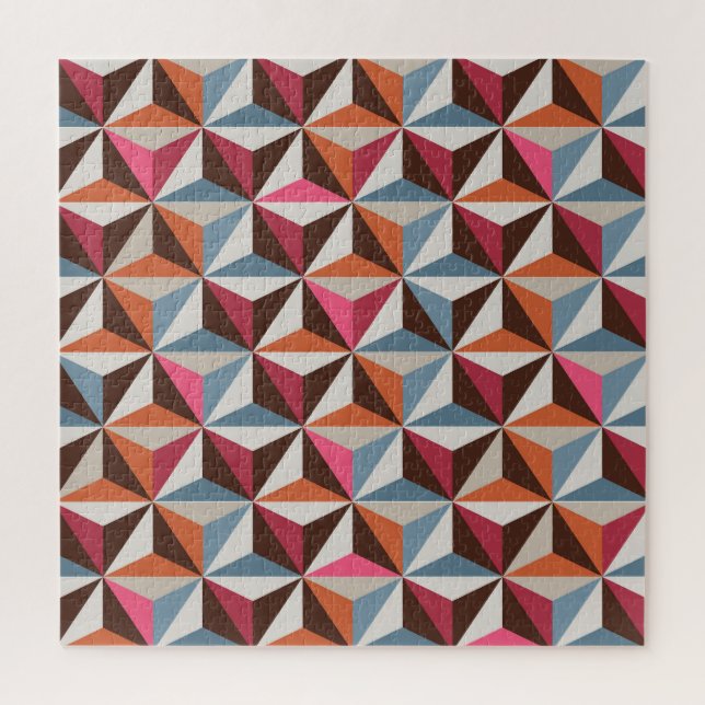 Colourful Triangle Tiles: Vintage Mosaic Jigsaw Puzzle (Vertical)