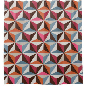 Colourful Triangle Tiles: Vintage Mosaic Shower Curtain