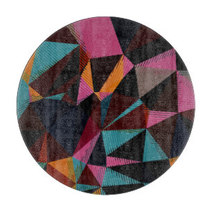 Colourful Triangles Abstract Geometric Background. Cutting Board