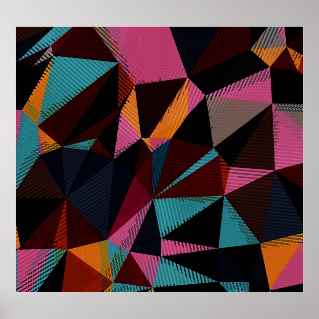 Colourful Triangles Abstract Geometric Background. Poster (Front)