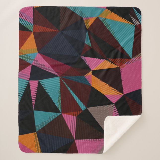 Colourful Triangles Abstract Geometric Background. Sherpa Blanket (Front)