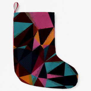 Colourful Triangles Abstract Geometric Background. Small Christmas Stocking