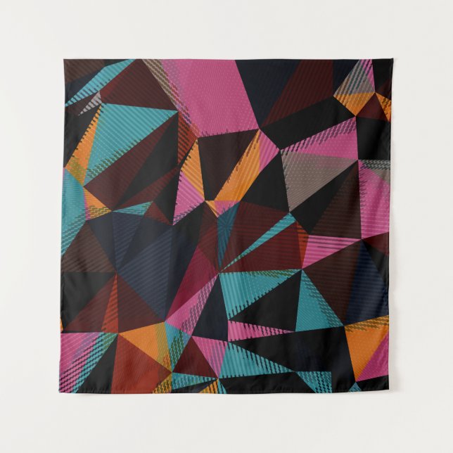 Colourful Triangles Abstract Geometric Background. Tapestry (Front)