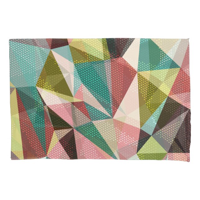 Colourful Triangles, Abstract Geometric Shapes. Pillowcase (Front)
