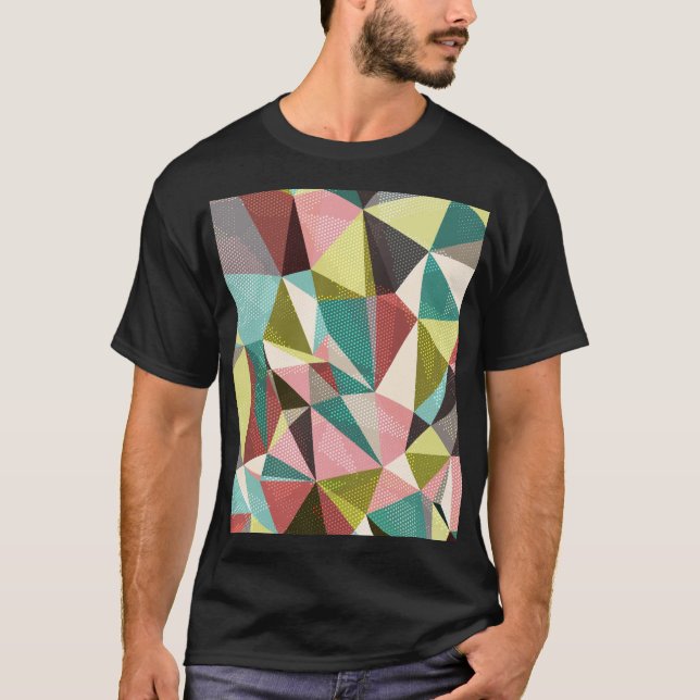 Colourful Triangles, Abstract Geometric Shapes. T-Shirt (Front)