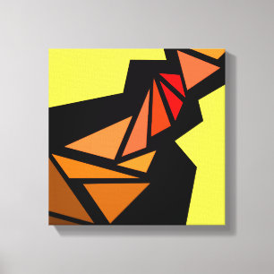 Colourful triangles Abstract Geometric Yellow blac Canvas Print
