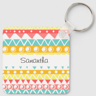 Colourful Triangles And Circles Key Ring