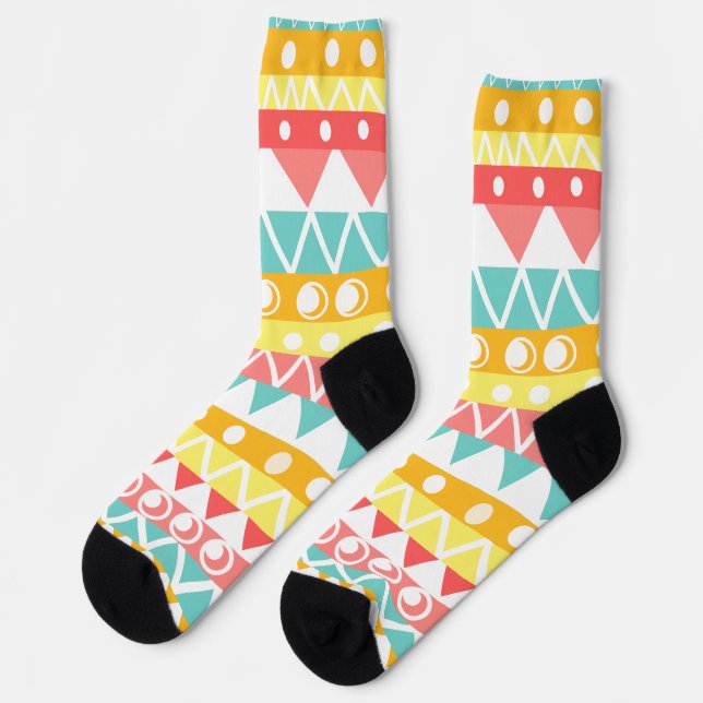 Colourful Triangles And Circles Socks (Left)