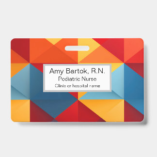 Colourful triangles background ID badge