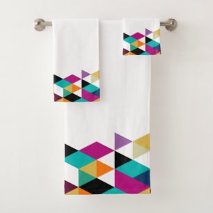 Colourful Triangles Design Bath Towel Set