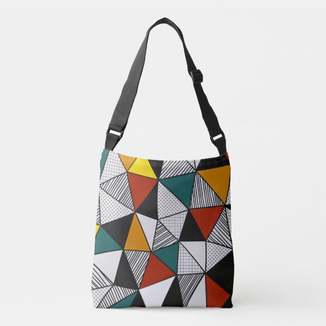 colourful triangles geometric pattern crossbody bag (Front)