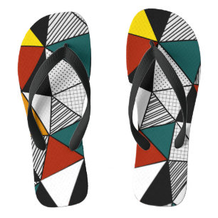 colourful triangles geometric pattern flip flops