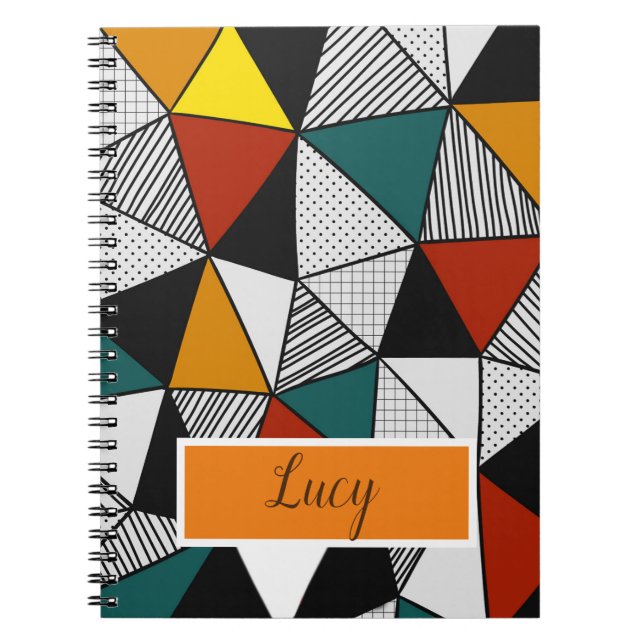colourful triangles geometric pattern notebook (Front)