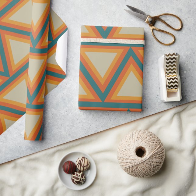 Colourful Triangles Geometric  Wrapping Paper (Crafts)