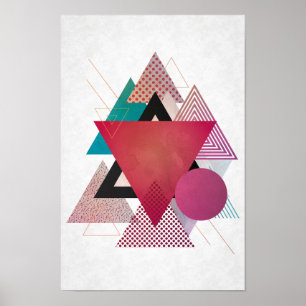 Colourful triangles geometry poster