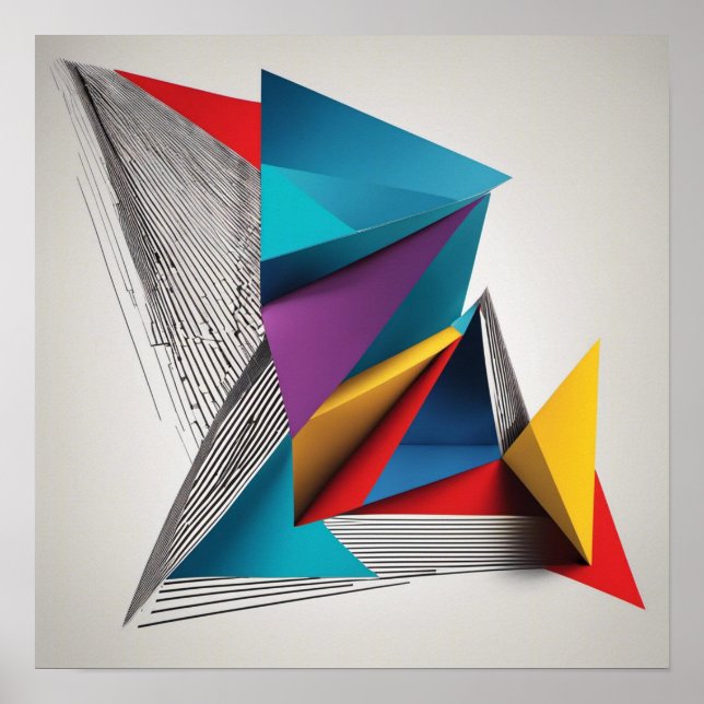  Colourful triangles on a white background Poster (Front)