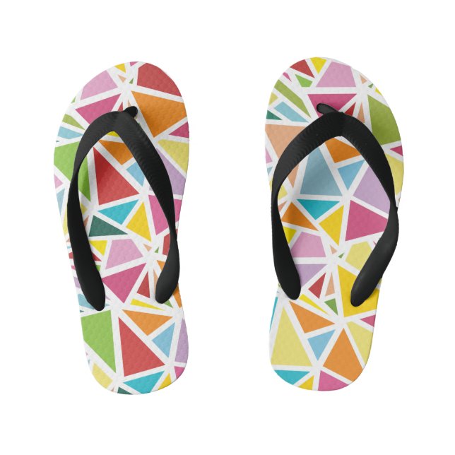 Colourful triangles pattern 2 kid's flip flops (Footbed)