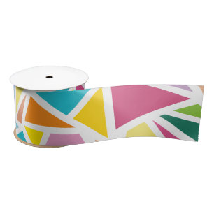 Colourful triangles pattern 2 satin ribbon