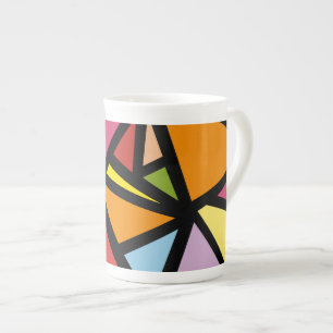 Colourful triangles pattern 3 bone china mug