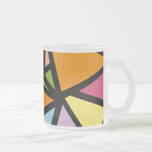 Colourful triangles pattern 3 frosted glass coffee mug