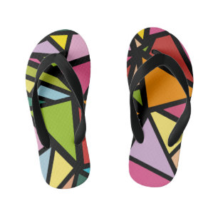 Colourful triangles pattern 3 kid's flip flops