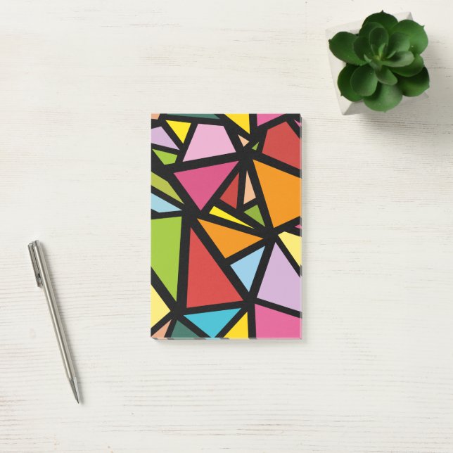 Colourful triangles pattern 3 post-it notes (Office)