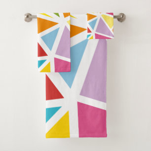 Colourful triangles pattern 4 bath towel set