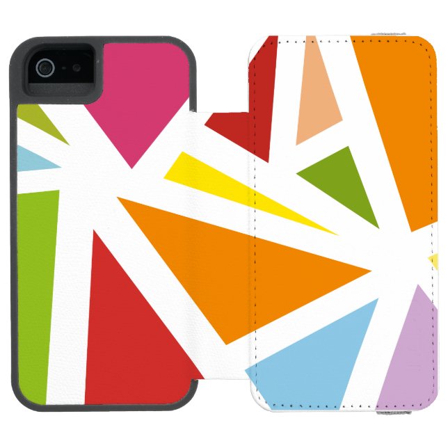 Colourful triangles pattern 4 incipio iPhone wallet case (Folio Open)