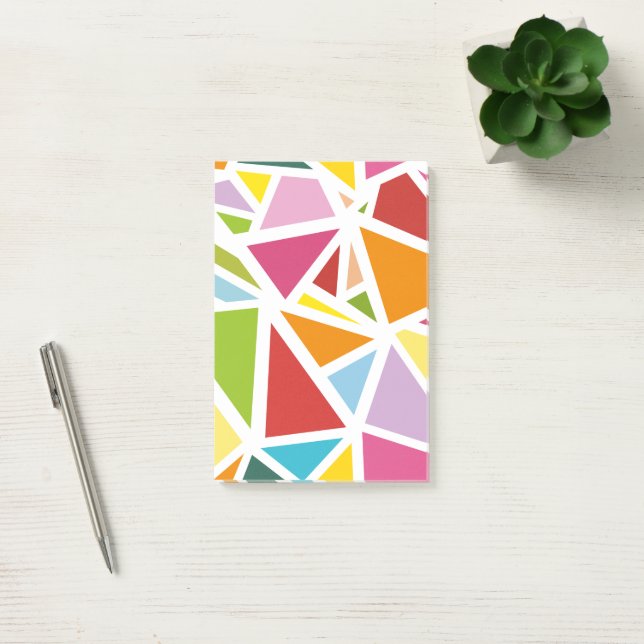 Colourful triangles pattern 4 post-it notes (Office)