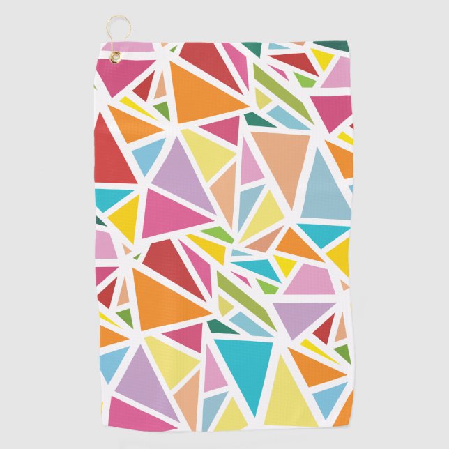 Colourful triangles pattern golf towel (Front)