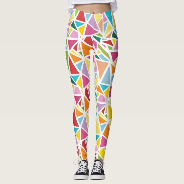 Colourful triangles pattern leggings (Front)