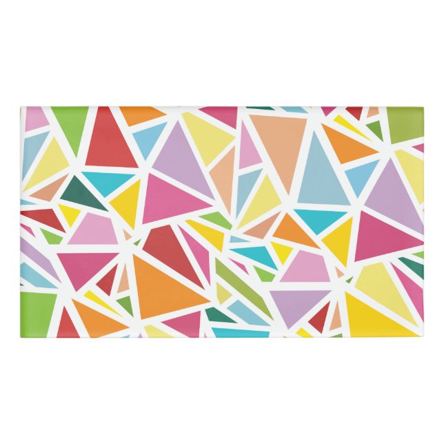 Colourful triangles pattern name tag (Front)