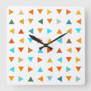 Colourful Triangles Square Wall Clock