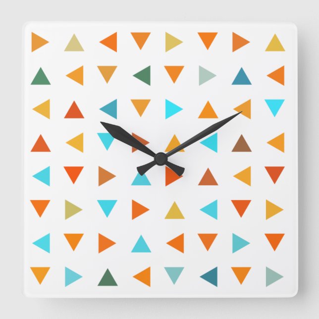 Colourful Triangles Square Wall Clock (Front)