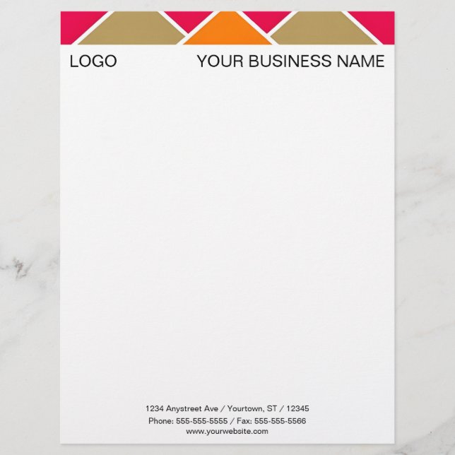 Colourful Triangles Top Custom Letterhead (Front)