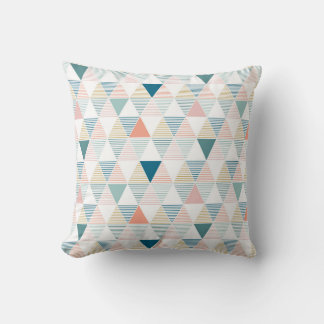 Colourful triangles with stripes pattern cushion