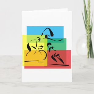 Colourful Triathlon Abstract Greeting Card