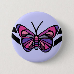 Colourful tribal butterfly button