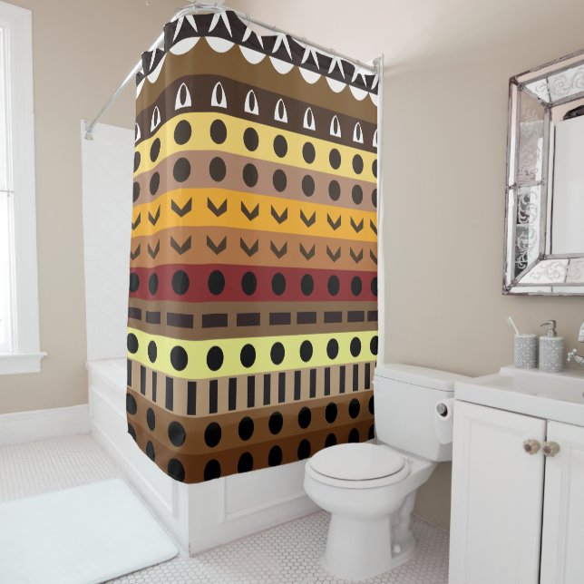 Colourful Tribal Deco Art Pattern  Shower Curtain (In Situ)