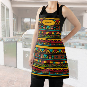 Colourful Tribal Doodles Pattern Personalised Apron