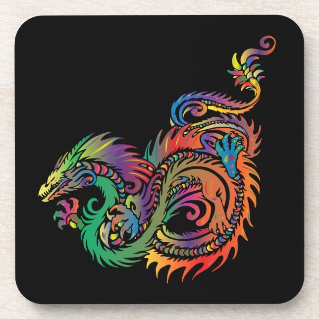 Colourful Tribal Dragon Coaster (Front)