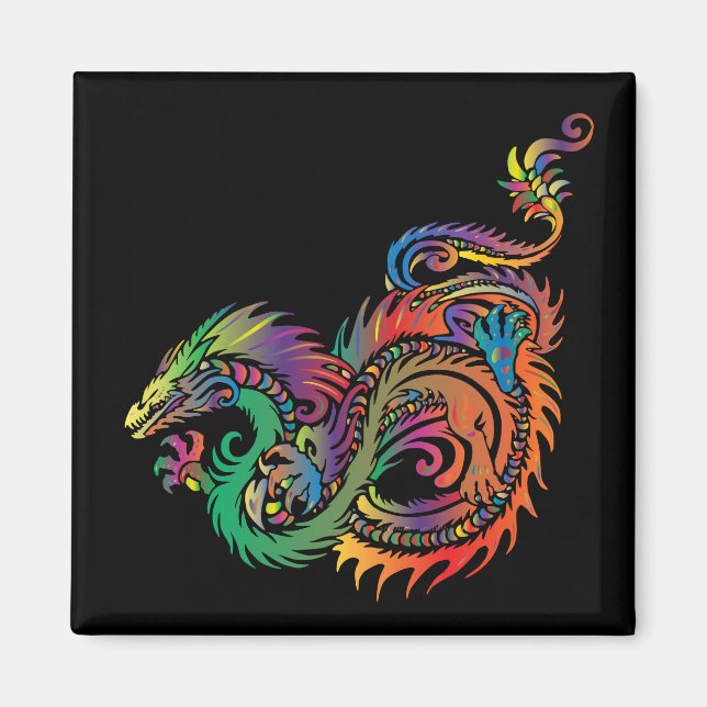 Colourful Tribal Dragon Magnet (Front)