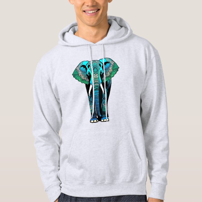 Colourful Tribal Elephant - Artistic Wildlife Hoodie (Front)