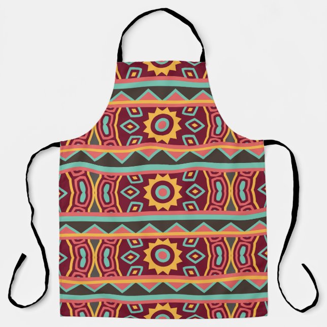 Colourful tribal ethnic seamless pattern apron (Front)