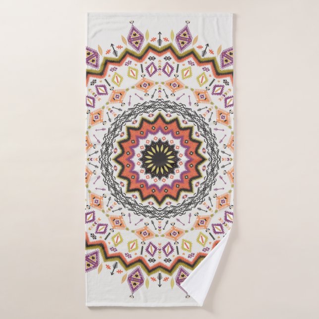 Colourful tribal ethnic seamless pattern bath towel (Bath Towel)